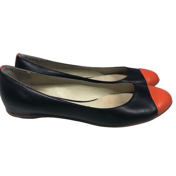 Jill Sander black / orange cap patent leather flats 36.5 (5.5) - Picture 2 of 10